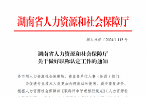 湖南省人力资源和社会保障厅 关于做好职称认定工作的通知
